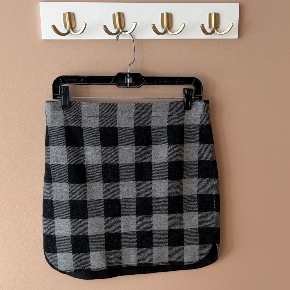 Madewell Black and Gray Checkered Mini Skirt